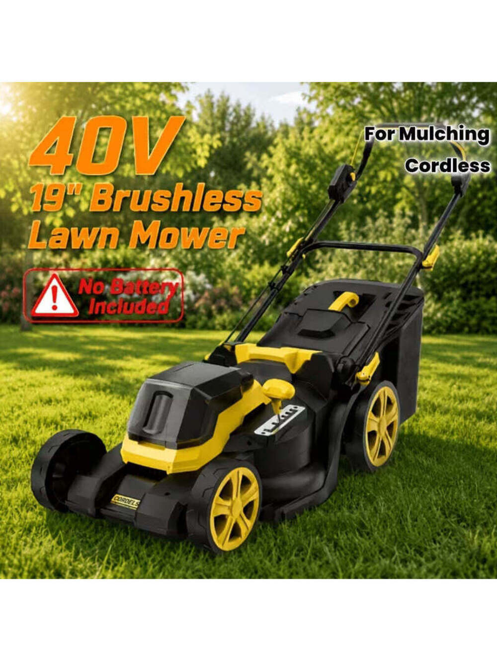 40V 19'' Cordless Lawn Mower, with 14.0gal Bagging System